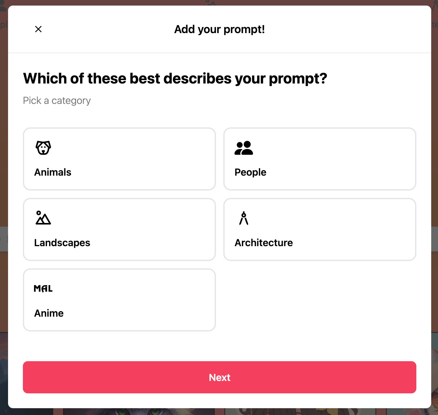 Choose prompt category
